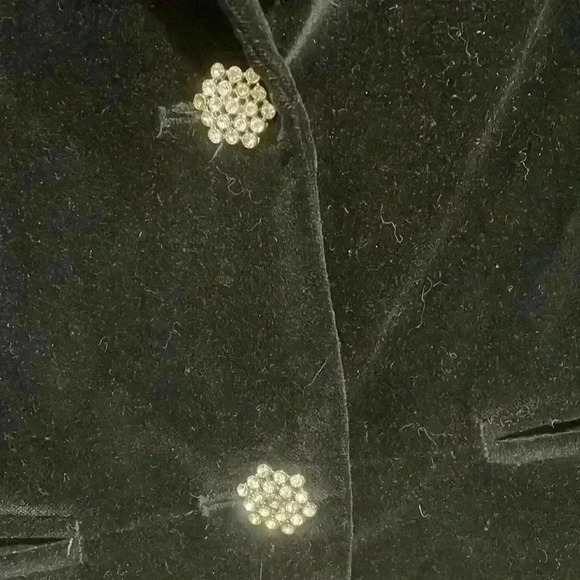Vintage velvet old navy black blazer size medium with snowflake buttons - Picture 2 of 6